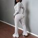 Women's Clothing Women's Fashion Knitted Ribbed Two Piece Set Long Sleeved Sweatshirt Style Slim Fit Casual Suit_ecoleips.com