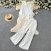 Relaxed And Stylish Two Piece Set For Women, Featuring A Striped Shirt And Wide Leg Pants With Rhinestone Embellishments, Perfect For Spring And Autumn Commuting And Casual Wear._ecoleips.com