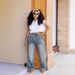 Women's Distressed Denim Wide-Leg Jeans Detachable Utility Belt Vintage Wash Straight Leg Trousers Multi-Pocket Design_ecoleips.com