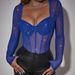 European And American Street Style Sequin Sexy See-through Underwire Slim Fit Autumn Long Sleeve Mesh Slimming_ecoleips.com