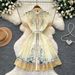 Summer Floral Print Dress for Women Korean Style Slim Fit Waist Defining Elegant A-Line Skirt Commuter Wear 2026 New Resort_ecoleips.com