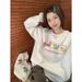 Women's Heavyweight Fleece Lined Crew Neck Sweatshirt American Style Printed Thickened Casual Loose Fit Hoodless Top for Autumn/Winter_ecoleips.com