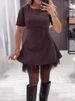 Elegant Casual Dress Spring Summer New Style Hot Rhinestone Hem Mesh Solid Fashion Dress For Women Short Sleeve Holiday Dress_ecoleips.com