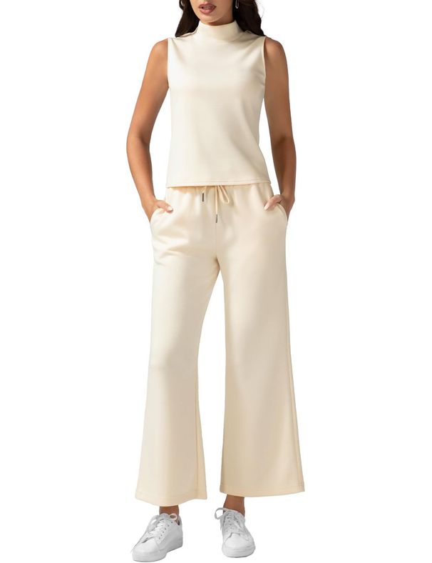European American Women's Summer 2-Piece Set: Tank Top And Short Wide-Leg Pants Casual Outfit 2024 Fashion_ecoleips.com