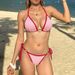 Women's Clothing Stylish Color-Block Bikini Set With Adjustable Straps, Open Back & Heart Charm Detail_ecoleips.com