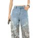 Women Lace Stitching Niche For Summer New Straight Slim Retro Style Casual Jeans_ecoleips.com