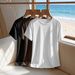 Women's Style Casual Round Neck Short Sleeve Plain Sports Top Solid Color Loose Three Piece T-Shirt Set_ecoleips.com