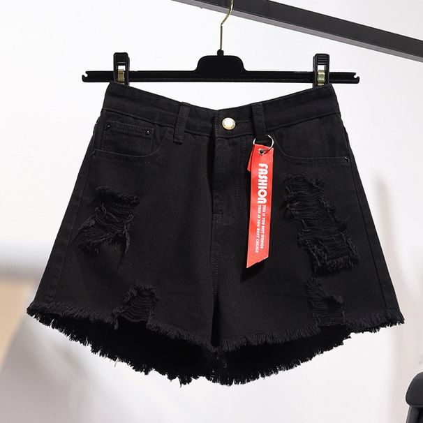 Women's High Waisted Denim Shorts Summer 2024 Style Loose Fit Ripped Slimming Versatile Wide Leg A-Line Hot Pants_ecoleips.com