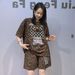 plus Size Women's Summer Casual Two Piece Set Leopard Print Crew Neck T-Shirt Rhinestone Short Sleeved Top with Matching Shorts Chubby Girls Cross Border American Style_ecoleips.com