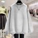 Fashion Solid Color Women's Sweatshirt Pure Cotton Fleece Lined Thick Winter Versatile Spring Autumn Style Factory Direct Sales_ecoleips.com