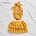 European And American Style 2025 Cross Border Gold Women's V Neck Hollowed Out Backless Suspender And Mini Skirt 2_ecoleips.com