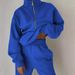 European American Fashion Casual Sports Home Loose Comfortable Zipper Fleece Knitted Sweatshirt And Sweatpants Two-Piece_ecoleips.com