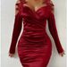 2025 Cross-Border European American Spring And Autumn New Satin Elegant Lace Bodycon Ruched Dress_ecoleips.com
