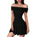 Women's Clothing Women's Pure And Delicate Style One-Shoulder High Waist Short Skirt Dress Summer Style Collarbone Revealing_ecoleips.com