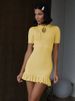 Blifanbo Summer Short Sleeve Ruffle Knit Mini Dress Women Pullovers Elegant Hollow Out High Waist Club Party Sweater Dress_ecoleips.com