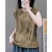 Artistic Vintage Summer Casual Crew Neck Short-Sleeve Top, Loose And Versatile, Chic Youthful, Lazy Style T-Shirt For Wo_ecoleips.com