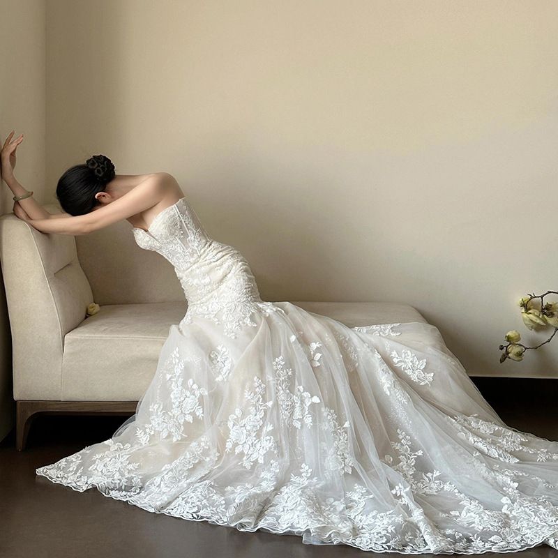 Women's Clothing Fishtail Tube Top Travel Photography Light Wedding Dress_ecoleips.com