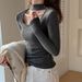 Women's Korean Style High Neck Long Sleeve Faux Cashmere Base Layer T-Shirt Autumn Winter High-End Top_ecoleips.com