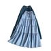 High-Waisted Slimming Denim Midi Skirt Korean Style A-Line Elastic Waist Long Skirt For Women Fashionable Versatile Summer Commuting_ecoleips.com