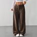 Plus Size Corduroy High-Waisted Wide-Leg Pants For Women - Fall & Winter Oversized Palazzo Trousers With Multiple Pockets (S-XXL)_ecoleips.com