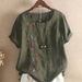 2025 Summer New T Shirt Women's Ins Trendy Korean Style Fashion Embroidery Cotton And Linen Short Sleeve Tops Women's Shirt_ecoleips.com