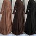 Women’s Clothing Muslim New Chiffon Solid Color Long Belt Fashion Elegant Dress_ecoleips.com