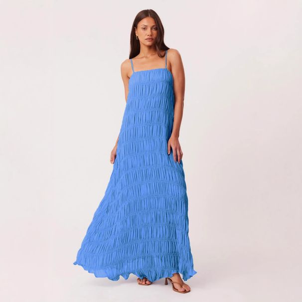 European And American Foreign Trade Women's Backle Pleated Fabric Unique Dre, New Breathable Lace-up Ruffle Long_ecoleips.com