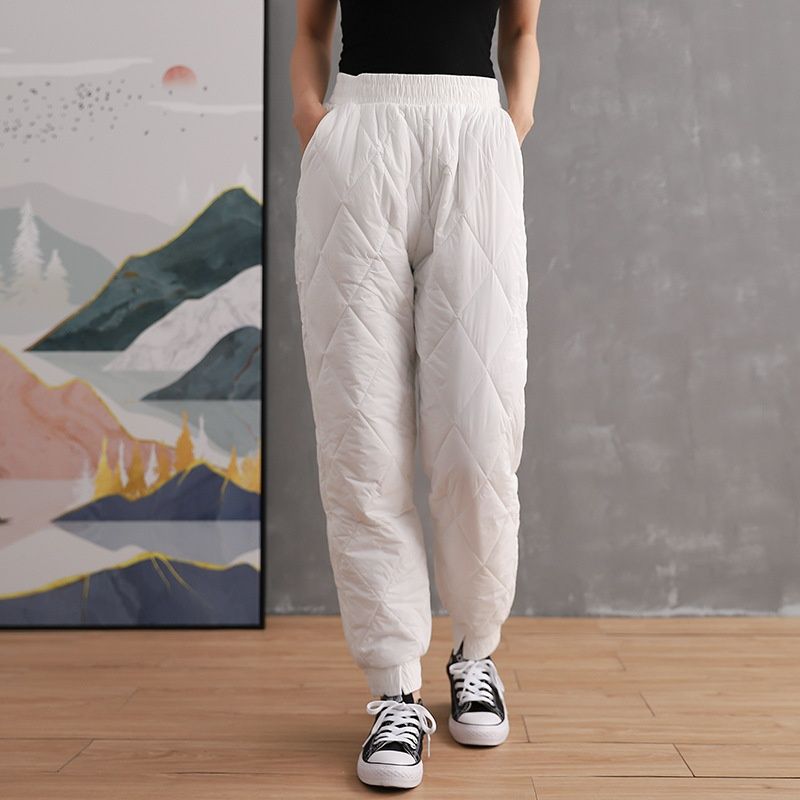 Down Cotton For Women, Outdoor Wear, Winter New Thickened Warm Slimming Jogger Pants, High Waist Loose Casual Pants_ecoleips.com