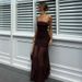 Women's Clothing Women's Sexy Strapless Sleeveless Mesh Patchwork Dress Solid Color European And American Style Summer_ecoleips.com