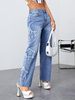 Women's Clothing Worn Jeans Women New Irregular Star High Waist Straight Trousers Washed Jeans_ecoleips.com