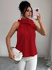 K Shang Temperament Petal Collar Hanging Neck Leakage Off Shoulder Slim Fit Sleeveless Solid Color Top For Women. Cocktail Top_ecoleips.com