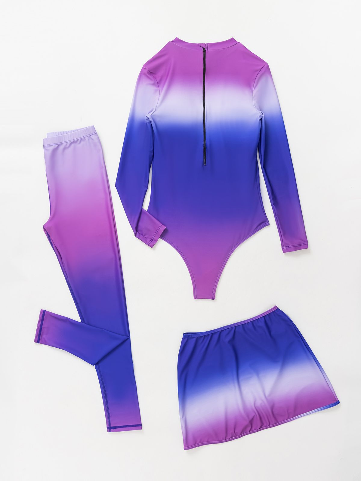 Women's Clothing Three-Piece Wetsuit Surfing Suit Dyeing Print Swimwear Zipper Design For Swimming And Water Sports_ecoleips.com