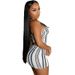 Women's European American Style Sleeveless Halter Neck Striped Contrast Color Hip Skirt Suit Autumn Personalized Digital Print_ecoleips.com
