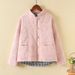 girl Retro Button For Women Winter Linen Chinese Style Loose Thin One-Piece Cotton Padded Jacket_ecoleips.com
