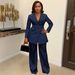 K3733 Women's Elegant Commuter Two Piece Suit European American Style Waist Lapel Suit Trousers for Summer Regular Size_ecoleips.com