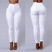Summer High-Waisted Skinny Pants For Women - Stretchy Slim-Fit Candy Color Trousers (White/Black/Yellow/Denim Blue/Burgundy/Army Green)_ecoleips.com