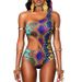Sexy European American Style Bikini One Shoulder Snakeskin Print Slimming One Piece Swimwear For Women Wire-Free Chest Pad_ecoleips.com