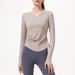 Women's Clothing Yoga Clothes Long Sleeves With Chest Pad V Neck Nude Sports Running Fitness Tops T Shirt_ecoleips.com