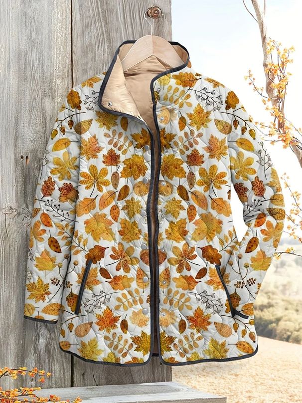 Women's 3D Floral Pattern Cotton Coat With Hood Round Neck Button Detail Comfortable Warm Style Outerwear_ecoleips.com