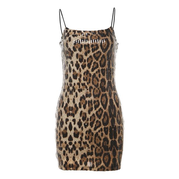 2024 Spring New Fashion Sexy Backless Leopard Print Sequin Bodycon Dress_ecoleips.com
