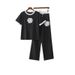 New Simple Wool Embroidery Short Sleeved Knitted Top + Knitted Pants Sports Two Piece Suit_ecoleips.com