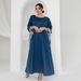 Modest Abaya Dress/Muslim Dress Women Glamorous Embellished Satin Kaftan Dress – Elegant Robe With Contrast Color & Crystal Details, S/M/L/XL/XXL_ecoleips.com