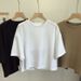 Women's Backless Cropped T-Shirt Sweet And Spicy Korean Style round Neck Loose Top Short Sleeved Hot Girl Summer 2026_ecoleips.com