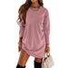Autumn And Winter Solid Color Long Sleeve Irregular Round Neck Long T Dress Women's Clothing_ecoleips.com