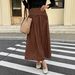 Women's High-Waisted Polka Dot Midi Skirt Slimming Hip Concealing A-Line European American Style for Autumn Winter Versatile mid Length_ecoleips.com