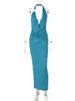 Mozision Halter Deep V Neck Sexy Maxi Dress Women Gown Elegant Off-shoulder Backless Sleeveless Ruched Skinny Club Party Dresses_ecoleips.com