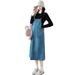 Autumn New Korean Fashion Two-Piece Maternity Denim Strap Dress_ecoleips.com