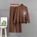 Elegant Women's Knitted Suit Long Sleeved Floral Sweater And Casual Wide Leg Pants Two Piece Set Fashionable Autumn Winter Outfit_ecoleips.com