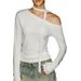 Women's Slimming Off-Shoulder Long Sleeve T-Shirt Trendy Retro Design Base Layer Top For Hot Girls Sexy Trendy Top_ecoleips.com
