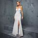 Women's Clothing Tube Top Evening Dress New V Neck Fishtail Mesh Dress Banquet Party Annual Meeting Small Dress_ecoleips.com